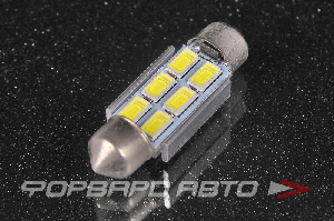 Лампа светодиодная 12V C5W (салонная 36мм) 6000K, 6SMD с обманкой, белая KS-AUTO 1136 SMD 6 CAN