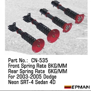 Комплект подвески DODGE NEON SRT-4 Sedan 4D, пружины F: 8kg, R: 6kg EPMAN CN-535