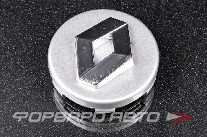 Колпачок ступицы для литых дисков Renaut D57/60мм,  H=9.2-15.4 мм, Silver+3D хром лого, <> RN-01