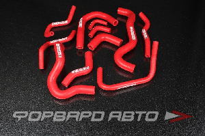 Патрубки всей системы охлаждения силиконовые Toyota Chaser JZX100 1JZ-GTE 96-01 (11 штук) красные AUTOBAHN88 