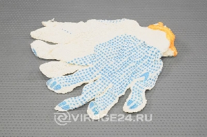 Перчатки х/б с ПВХ Точка бел. 7 класс, 32гр. <> 