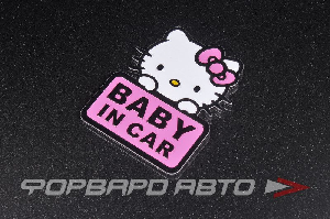 Наклейка BABY IN CAR, HELLO KITTY RACING STYLE 