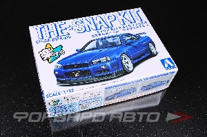 Сборная модель Nissan Skyline GT-R R34 Custom Wheel (Bayside Blue) 1/32 AOSHIMA 06630
