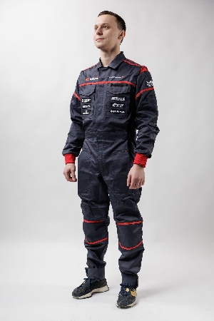 Комбинезон автомеханика, FORWARD RACING, красная полоса (смесовая ткань) FORWARD RACING wear 