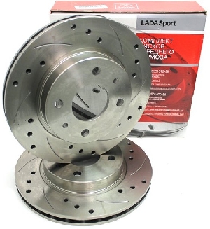 Диск тормозной ВАЗ 2110 LADA SPORT R-13 вентилир. перфорированный с насечкой (2шт) АвтоВАЗ 21100-3501070-88