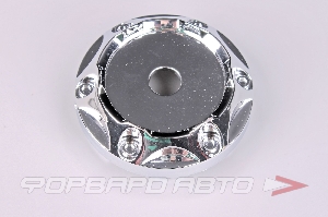 Колпачок ступицы для литых дисков D62/68мм, хром с буртом+6 гаек декоративных+отверстие, h4.5 -30mm <> US-12