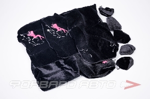 Накидки на сиденье универсальные (11предм,5подгол.) с поролоном, велюр (чёрный) AUTOLUXE LS-12