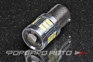 Лампа светодиодная 12V P21W BA15s (1 конт) 18 SMD 5630 диодов, линза, белая KS-AUTO 1156 SMD18 (5630) L