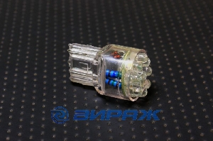 Лампа светодиодная 12V T20 7443 9SMD красная ASIASTAR 