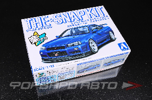 Сборная модель Nissan Skyline GT-R R34 Custom Wheel (Bayside Blue) 1/32 AOSHIMA 06630