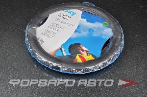 Оплетка руля кожзам с плетен. ткан. вставкой, черн. (S) ISKY 103165