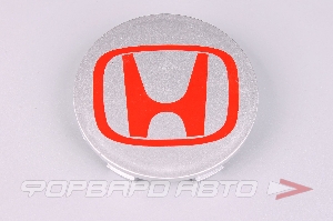 Колпачок ступицы для литых дисков Honda, D65/69мм, h11.3-14.8мм  Silver/red лого <> HD-08