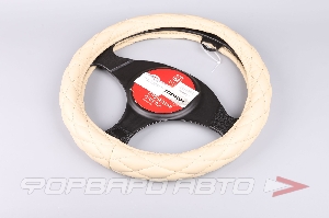 Оплетка руля (М) кожаная, бежевая AUTOPROFI SP-9010 BE