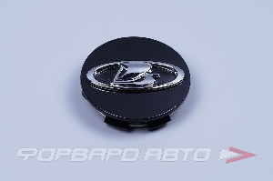 Колпачок литых дисков для автомобиля ВАЗ 2180 VESTA, LADA X-RAY R-16/17 черный с хромированным знаком (железн. обод) ПЛАСТИК 8450032831