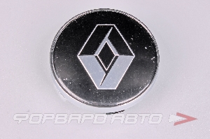 Колпачок ступицы для литых дисков Renault, D56/60мм, Black/silver+хром ободок NOVA-PRO Renault, 60/57