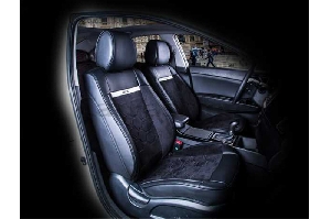 Чехлы на сиденья передние (2 подголовника) экокожа-велюр  "EVOLUTION" CARFASHION 21439, 21374, 22381, 21433