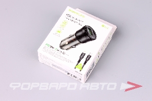Устройство зарядное в прикуриватель,38W (PD20W+QC3.0)+кабель Type-C/Lightning, цвет черный BOROFONE BZ25
