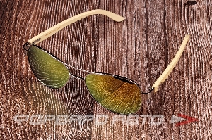 Очки солнцезащитные, квадратные, зеркальные, бамбуковые дужки ФОРВАРД АВТО 