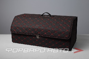 Органайзер в багажник экокожа черный 66х32х30см красная строчка <> 