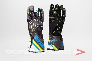 Перчатки для картинга TECH-1 K RACE v2 GRAPH (XXL, черный/голубой/желтый) ALPINESTARS 