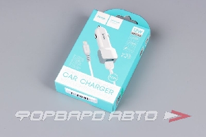 Купить Устройство зарядное в прикуриватель 2 USB, 2,4 A +кабель iPhone 1м, цвет белый HOCO Z23 Устройство зарядное в прикуриватель 2 USB, 2,4 A +кабель iPhone 1м, цвет белый HOCO Z23