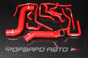 Патрубки всей системы охлаждения силиконовые Subaru Impreza WRX GDA/GDB STI 00-07 / SG5 красные AUTOBAHN88 