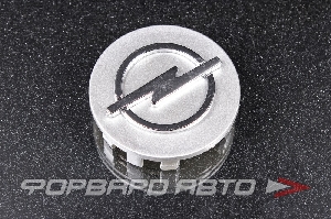 Колпачок ступицы для литых дисков Opel, D55/59мм, Silver+3D хром лого, <> OP-01