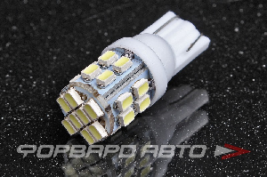 Лампа светодиодная 12V T10 24SMD 1206 диодов, белая Китай 