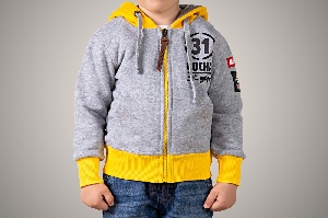 Худи ZIP CLASS KIDS, желто-серая, на молнии, детская CIAY 