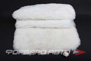 Накидка на сиденье натуральный мех (1шт), белая (короткий+ длинный ворс)  