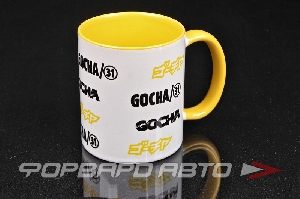 Кружка керамическая "GOCHA LOGO", белая, ручка желтая с коробкой ФОРВАРД АВТО 