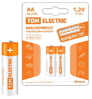 Элемент питания (аккумулятор) AA 2700mAh Ni-MH TDM SQ1702-0072