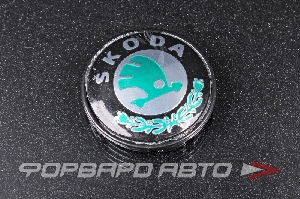 Колпачок ступицы для литых дисков Skoda, D52/56мм, Black/Green <> Skoda, 51,5-53/56