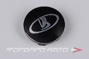 Колпачок ступицы для литых дисков LADA, D52/57мм, h4-10мм, Black/хром лого, <> LADA, 51/56