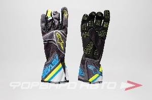 Перчатки для картинга TECH-1 K RACE v2 GRAPH (XL, черный/голубой/желтый) ALPINESTARS 