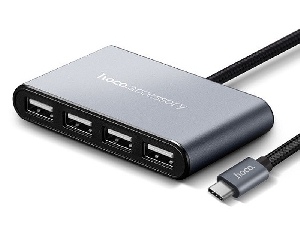 Адаптер-Хаб 4USB, серебристый HOCO HB3