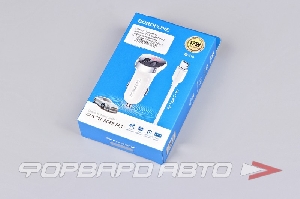 Устройство зарядное 2.4А 2USB+Type-C +индикатор напряжения BOROFONE BZ15