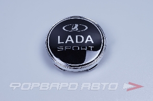 Колпачок литых дисков для автомобиля ВАЗ 2190 ( черный кант ) надпись  LADA sport ПЛАСТИК 