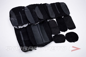 Чехлы на сиденья, универсальные (11предм.5подгол.) с поролоном, алькантара/искусств. кожа "CARRERA" H&R 10336, 10335