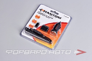 Устройство зарядное в прикуриватель 1 USB 2,1А (кабель+micro USB+Apple) PHANTOM PH2193