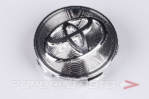 Колпачок ступицы для литых дисков Toyota, D56/65мм, h5.5-20мм, Silver рифлёный с буртом, <> TY-09