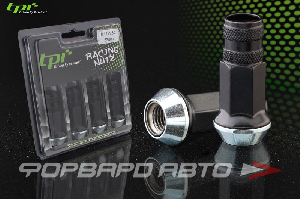 Гайки колесные 12*1,5 53мм24мм17мм, Scratch Free Racing Nuts 4 штуки, черные TPI C305345NSF/BC