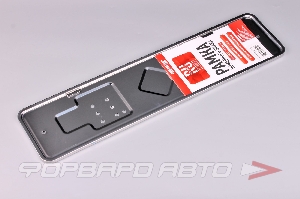 Накладка под номер  металл под болт нерж. сталь без надписи + противошумные полоски SKYWAY S04101005