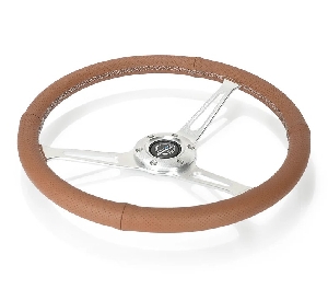 Руль 380 мм, малый вылет 1,5", коричневая кожа, белая нить NRG RST-380-CIRCUIT-BR