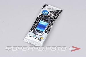 Салфетки влажные 19,5х10 см  OPTICLEAN для мобильных телефонов с антистатиком (15шт) TOP GEAR 48176