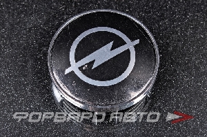 Колпачок ступицы для литых дисков Opel, 56-58/60 мм, Black/silver+ободок Китай OP-02