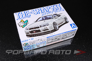 Сборная модель Nissan Skyline GT-R -R34 Custom Wheel (White Pearl) 1/32 AOSHIMA 06632