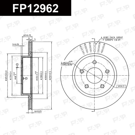 Диск тормозной FAP FP12962