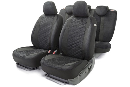 Купить Чехлы на сиденья, универсальные (11предм,5подгол) AIRBAG  с контрастной прострочкой, "ALCANTARA" AUTOPROFI ALC-1505