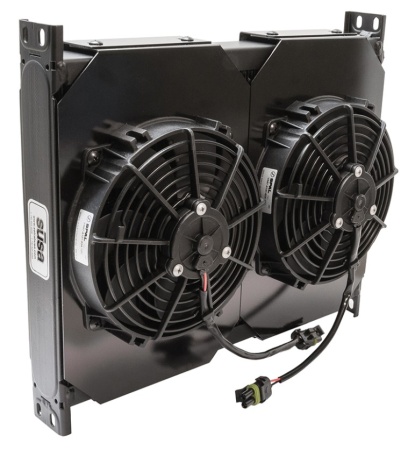 Купить Радиатор масляный 50 рядов универсальный (маслокулер / oil cooler) + диффузор с двумя вентиляторами SPAL SETRAB FP650M22I